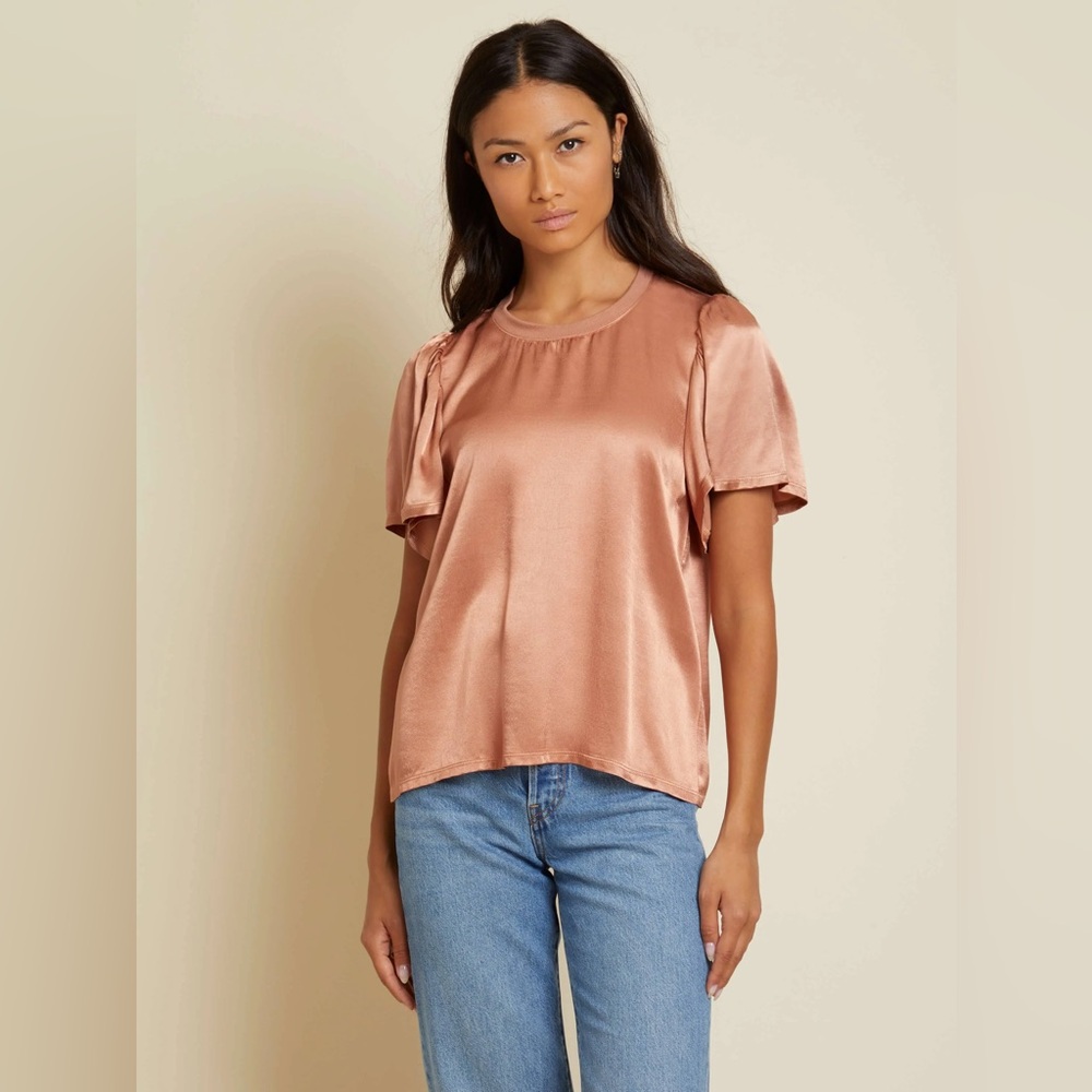 Nation Ltd Toni Flutter Sleeve Tee In Bisou Size X Small